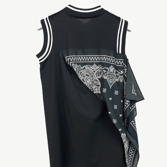 Sacai R/19 Black Cotton-Jersey Bandana-Drape Tank - Picture 2 of 6